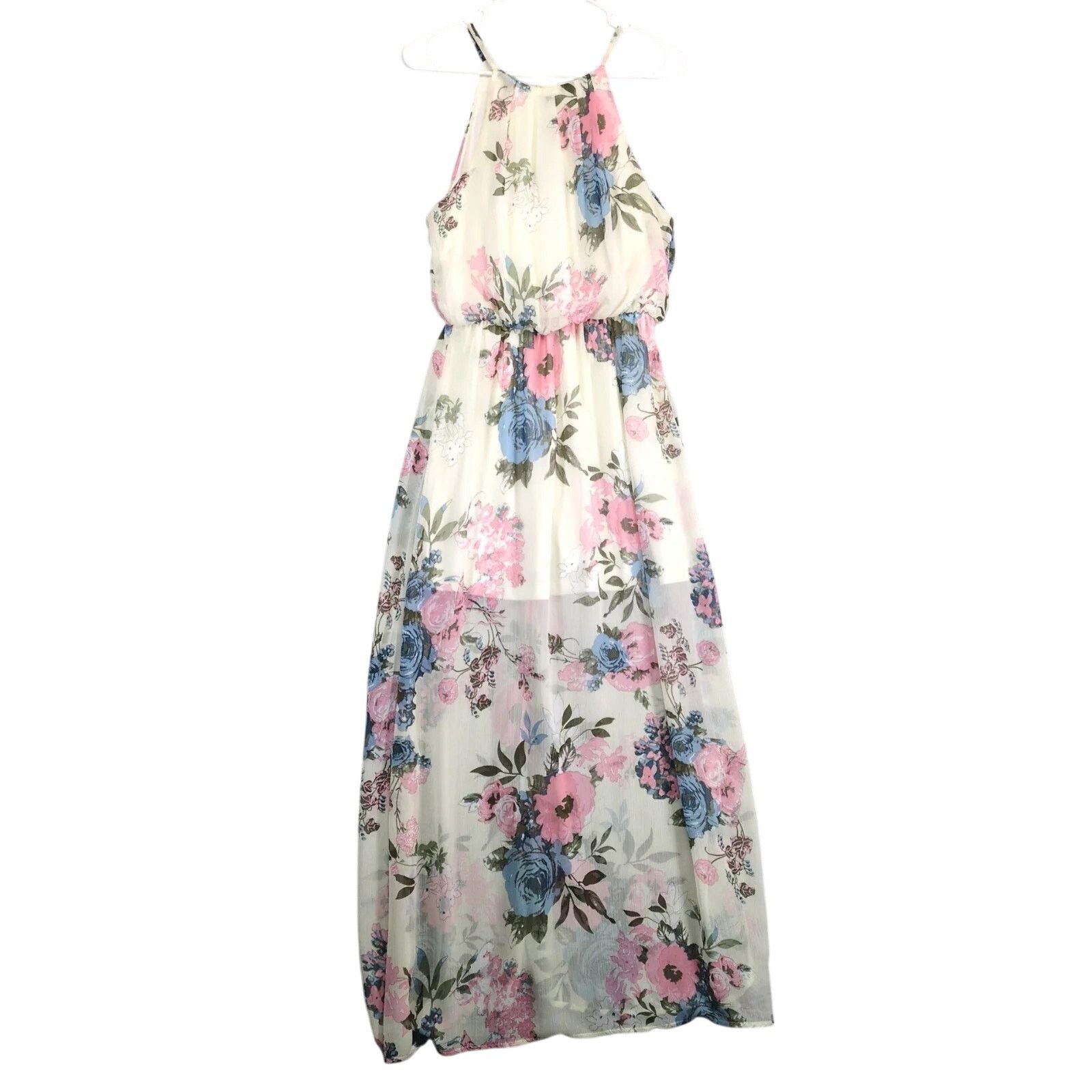 Other Papaya Floral Halter Maxi Dress Sz M Blouson Sheer Lined Size M / US 6-8 / IT 42-44 - 1 Thumbnail