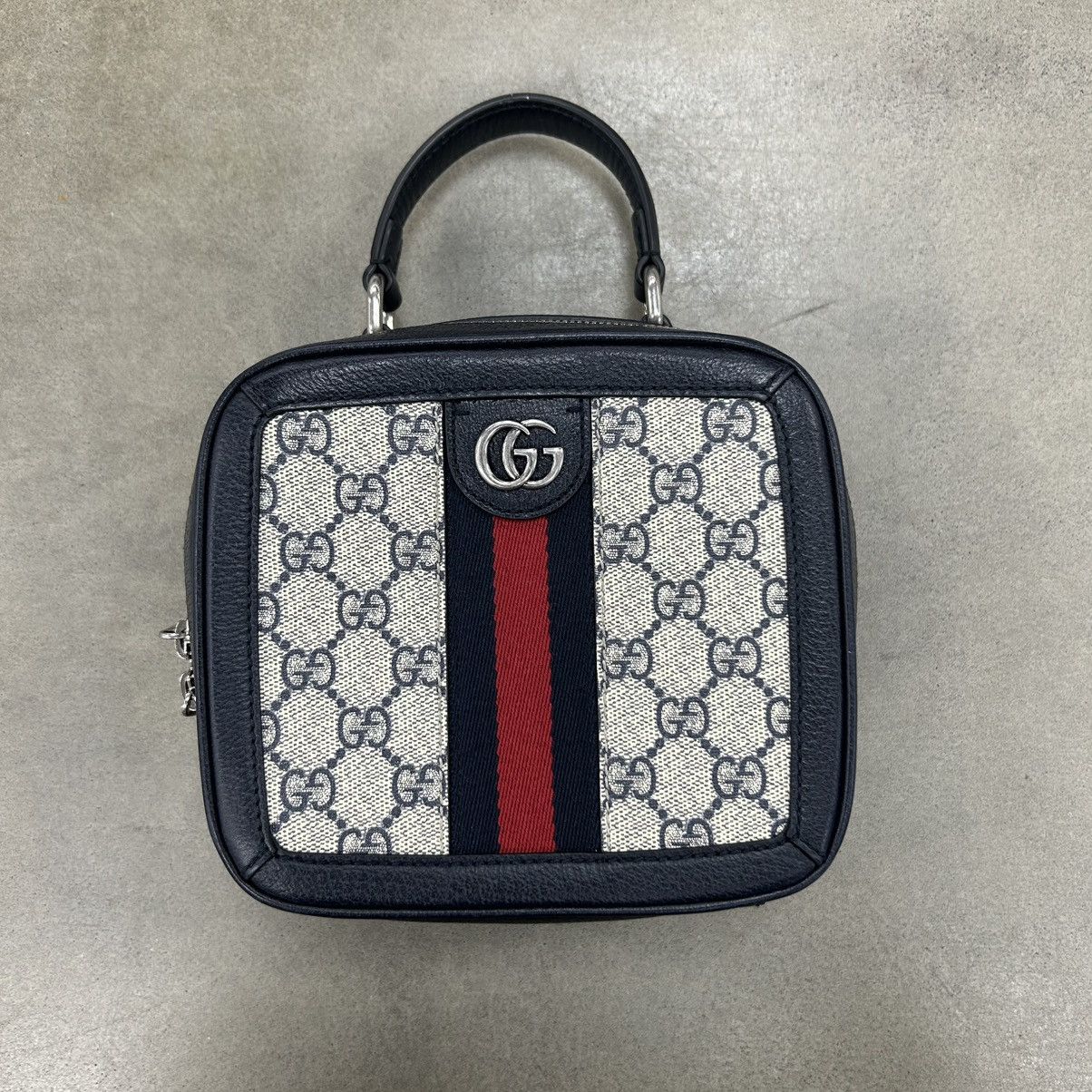 79321 Gucci Ophidia Mini GG Canvas Top Handle Bag in Blue, Men's