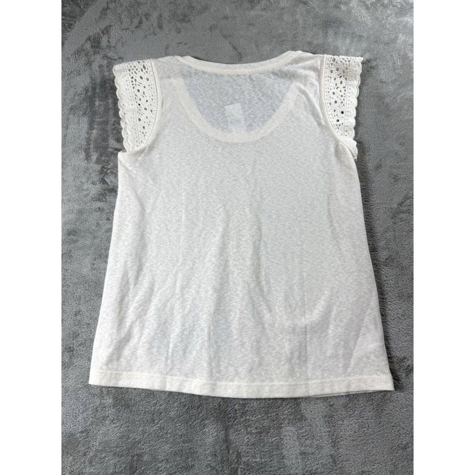 Vintage Cream Loft Shirt Womens S Ivory Eyelet Crochet Lace Cap Sleeve Round Neck Casual Blouse Pant? Size S / US 4 / IT 40 - 2 Thumbnail