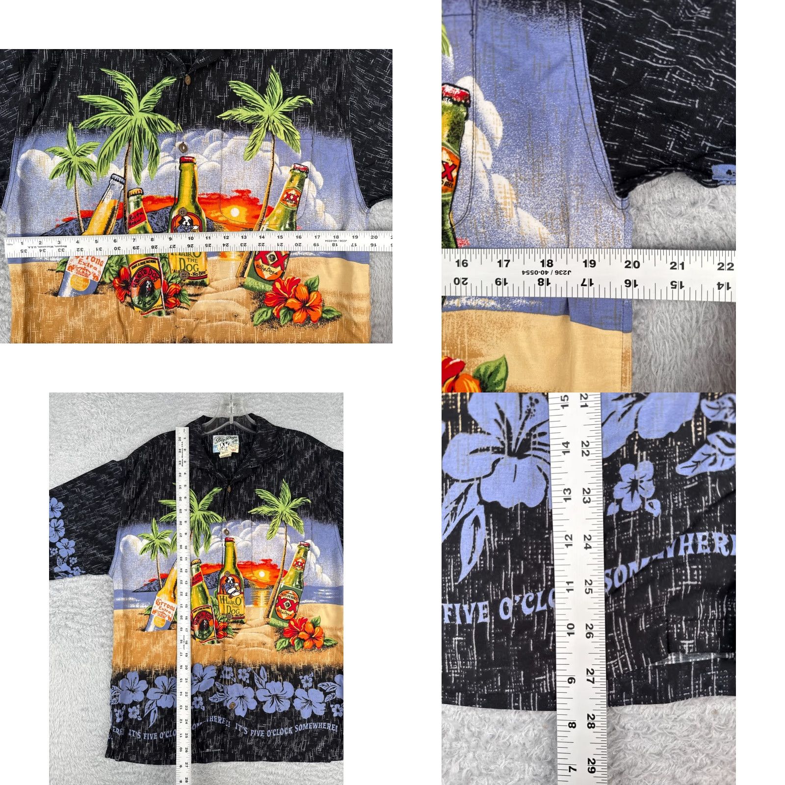 Big Dogs Big Dogs Button-Up Shirt Adult Small Black Blue Floral Rayon Hawaiian Mens Size US S / EU 44-46 / 1 - 8 Thumbnail