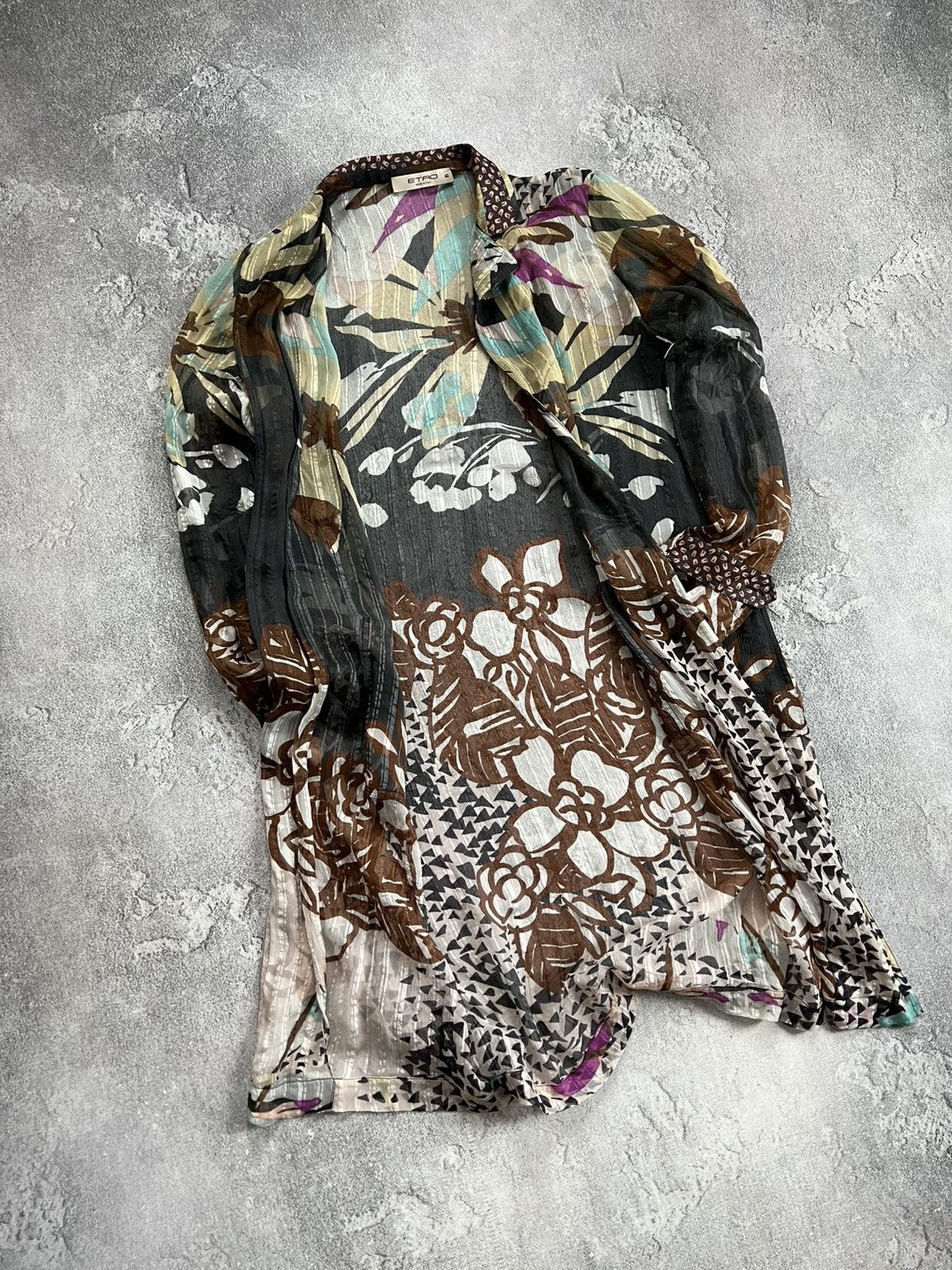 Etro Etro Silk Sheer Long Kimono Duster Floral Print Mesh Dress Size M / US 6-8 / IT 42-44 - 5 Thumbnail