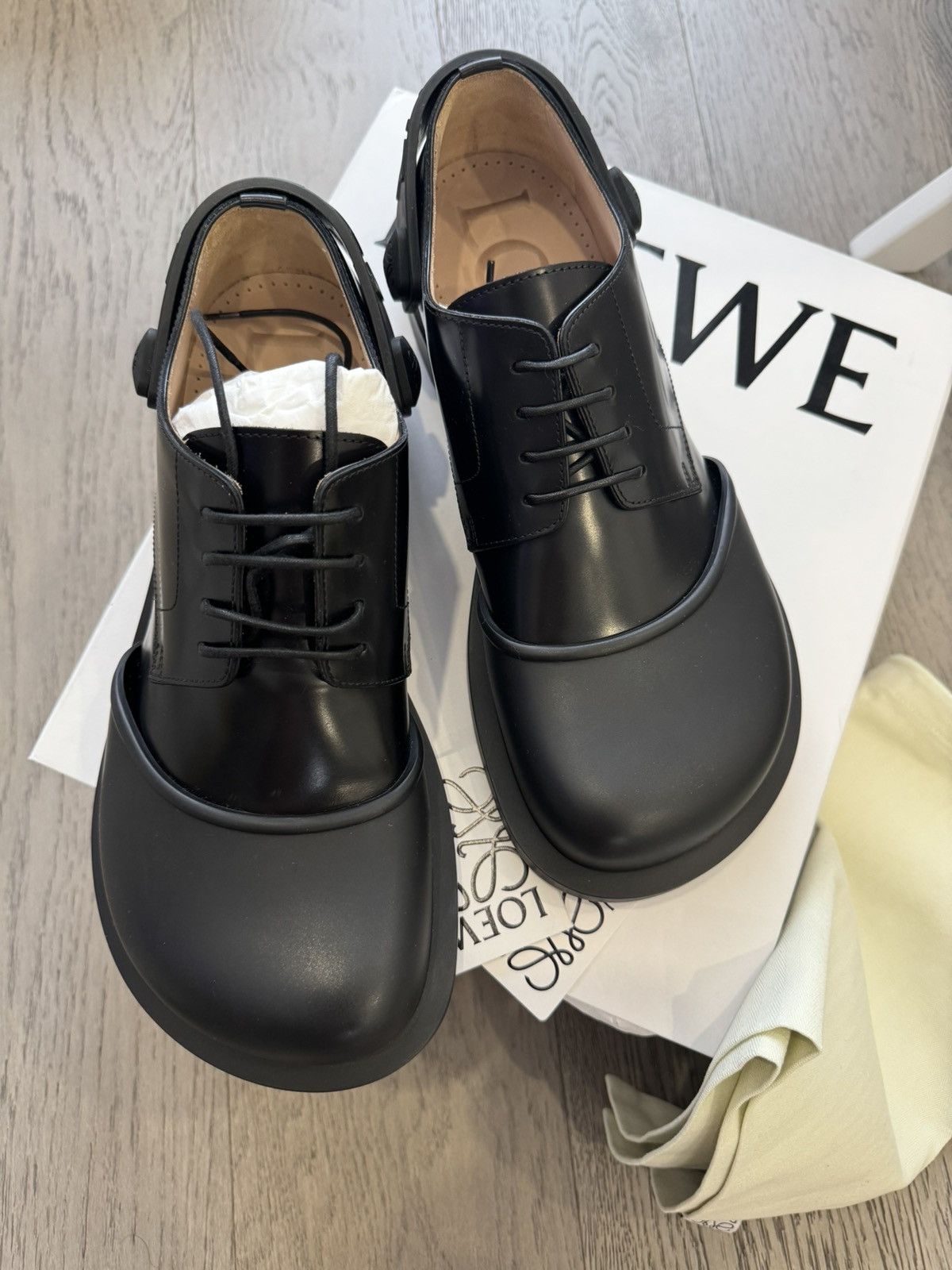 Loewe Loewe 2024 Rubber Toe Cap Derby Shoe in Black Size US 11 / EU 44 - 5 Thumbnail