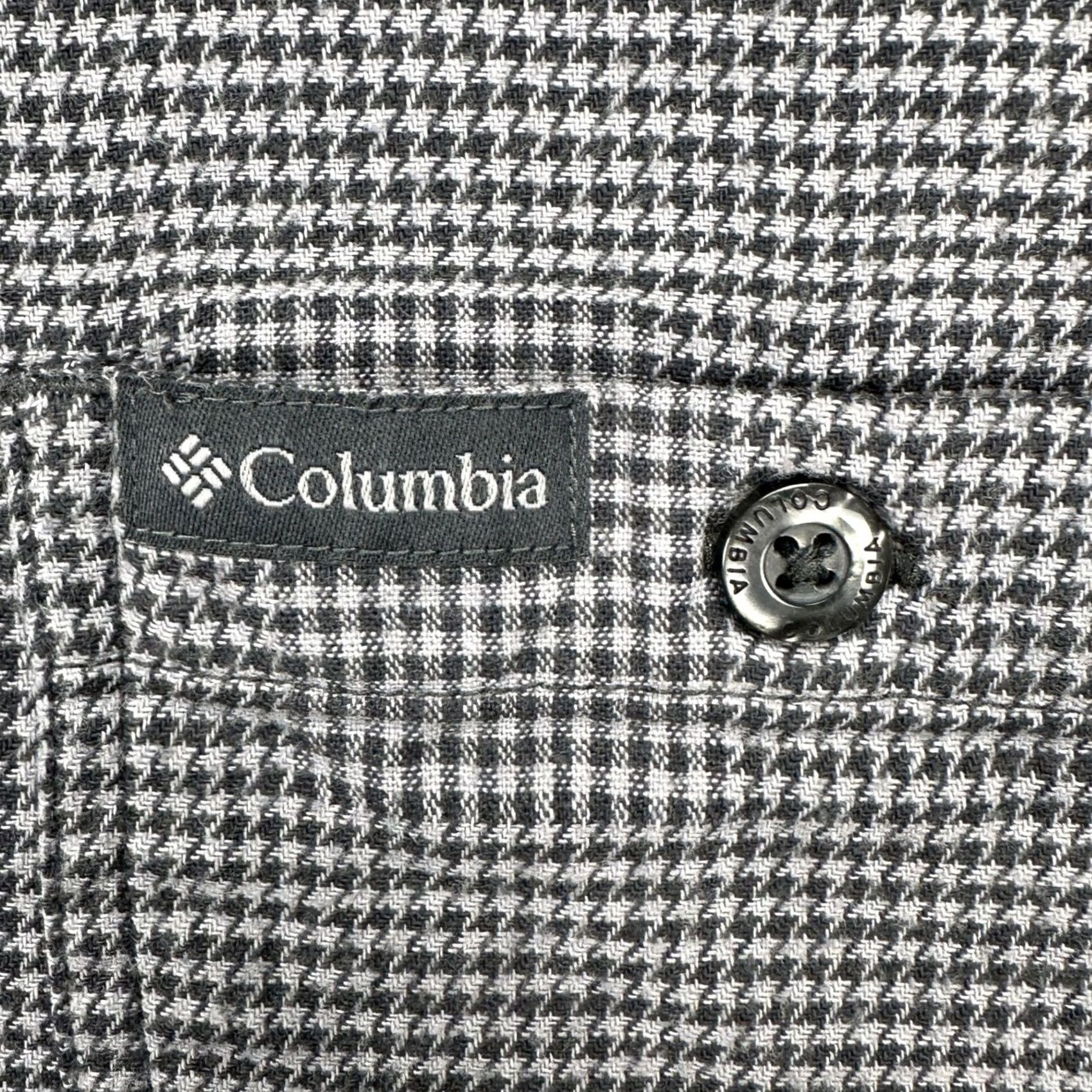 Vintage Columbia Button Up Shirt XL Grey Black Houndstooth Stretch Pocket Mens Size US XL / EU 56 / 4 - 6 Thumbnail
