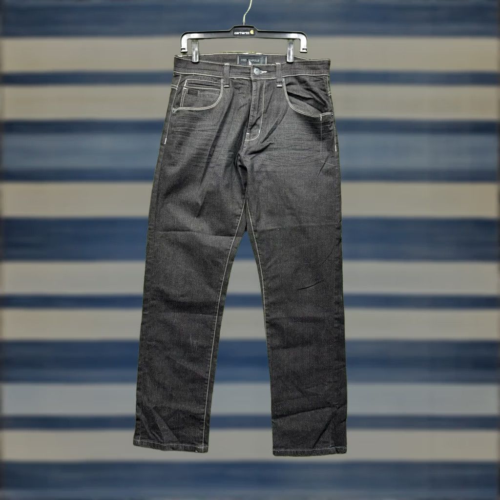 Southpole Southpole Jeans Mens 34 Relaxed Straight Fit Black Denim Y2K White Stitch Jeans Size US 34 / EU 50 - 1 Thumbnail