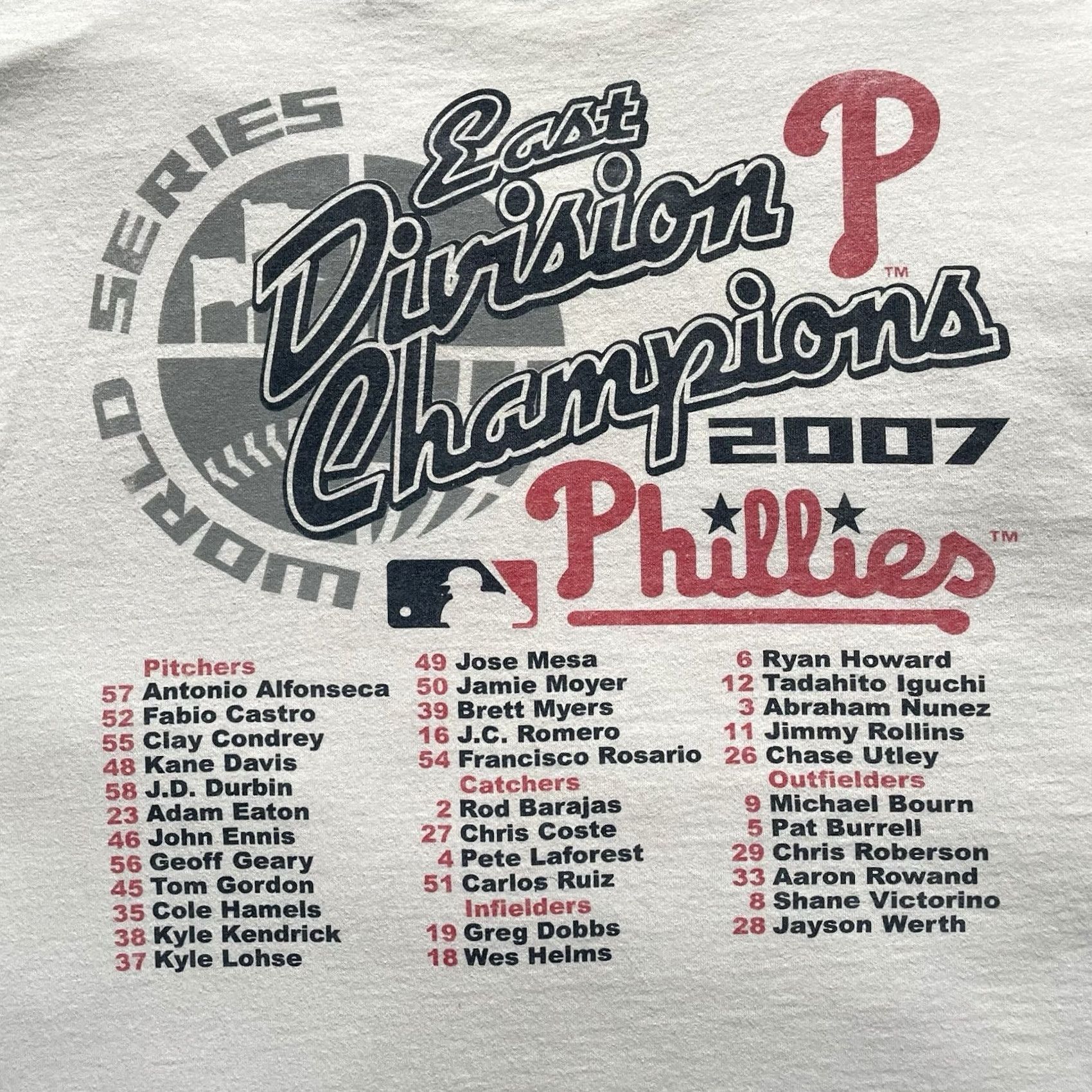 Champion VTG Hanes Heavyweight T-Shirt Philadelphia Phillies 2007 East Division Champions Mens XL White (Crew Neck) MLB Baseball Graphic Short Sleeve Size US XL / EU 56 / 4 - 3 Thumbnail