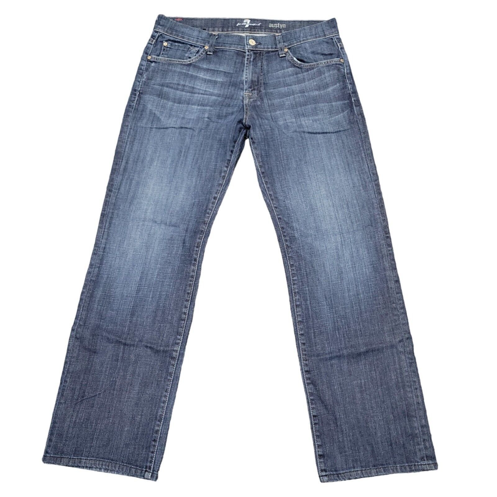 Image of 7 For All Mankind Austyn Straight Jeans. Size 33/30. Excelle in Blue, Men's