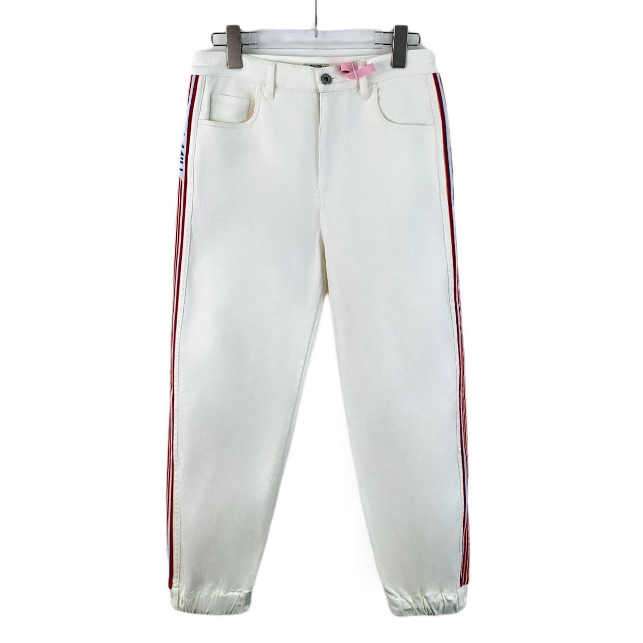 Miu Miu MiuMiu White Side-Stripe Cotton Jogger Pants (Size S) Size 38" / US 16 / IT 52 - 1 Thumbnail