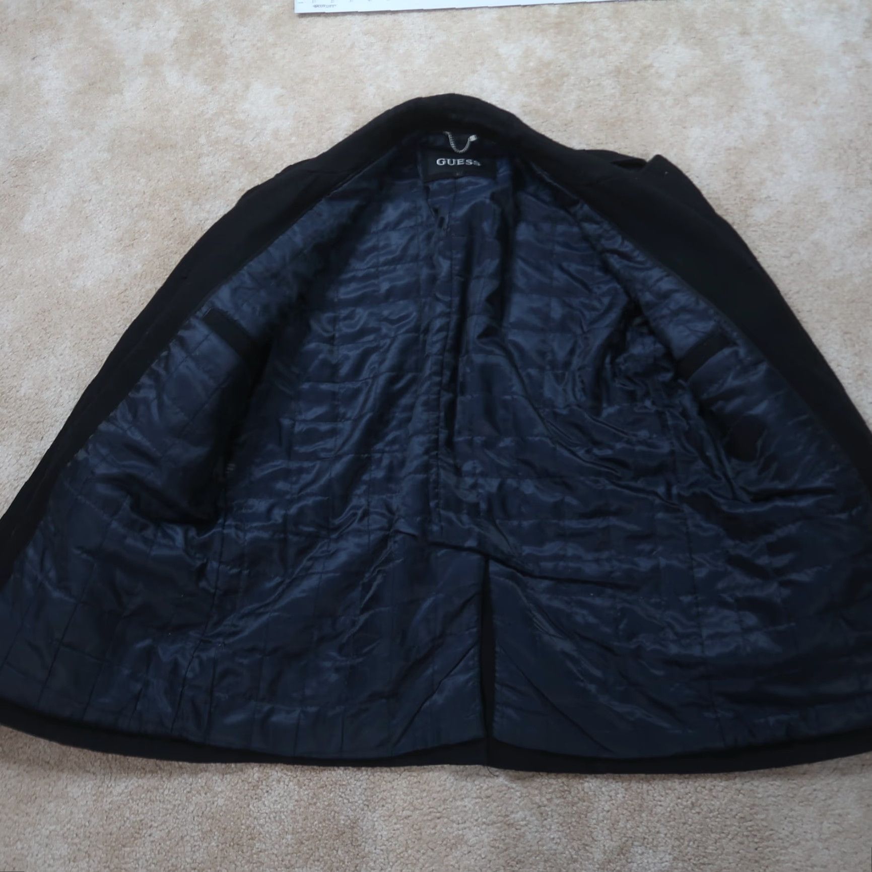 Guess VINTAGE GUESS Pea Coat Jacket Men's Large Black Full Zip Wool Insulated 90s Classic Size US L / EU 52-54 / 3 - 2 Thumbnail