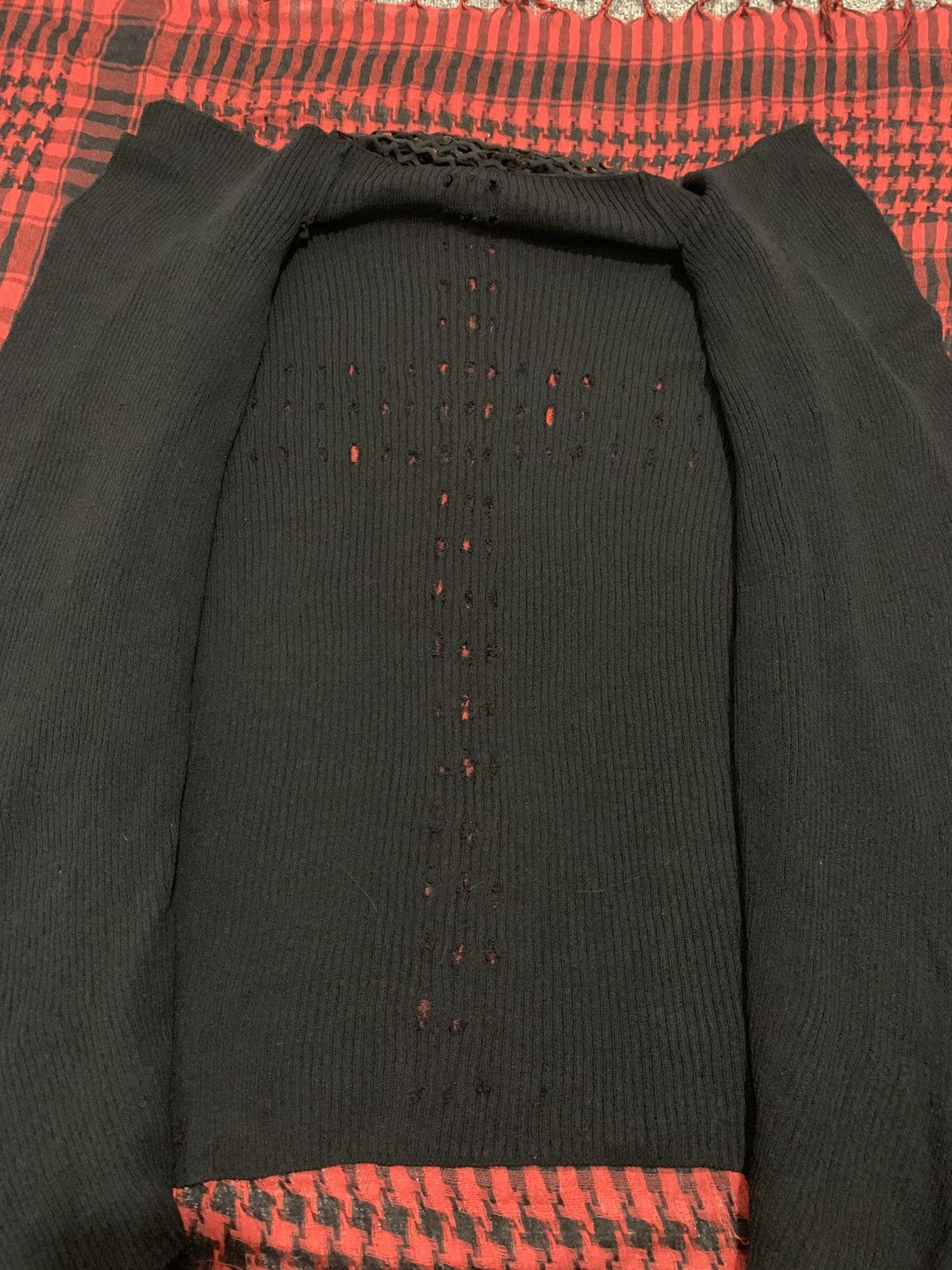 Japanese Brand Trussardi Cross Distressed Back Cardigan with Scarf Size M / US 6-8 / IT 42-44 - 8 Thumbnail