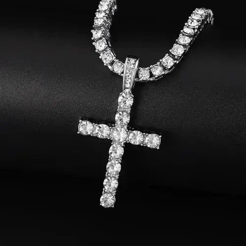 Jewelry Hip Hop Cross Pendant Necklace Iced Out Bling Size ONE SIZE - 3 Thumbnail