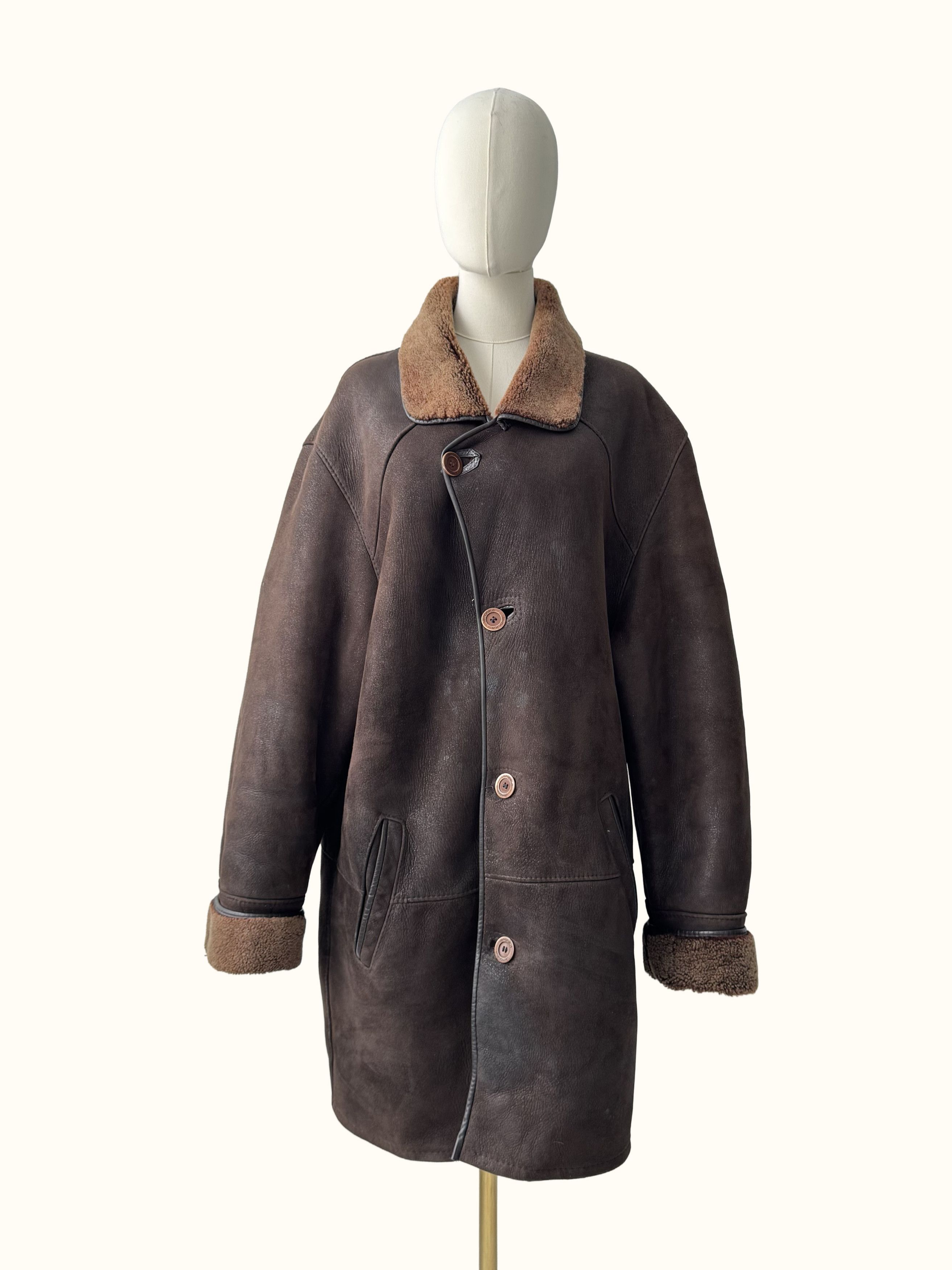 Vintage Vintage Real Sheepskin Coat(B409)E2D15 Size US XXL / EU 58 / 5 - 1 Thumbnail