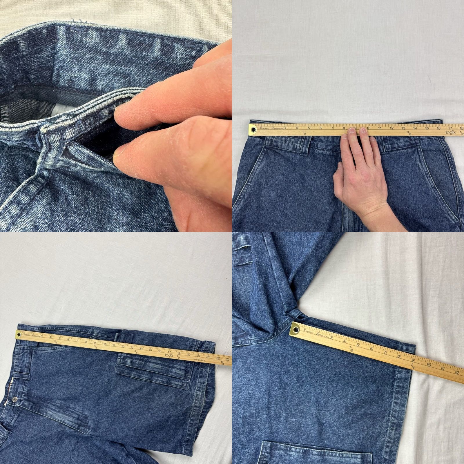 Denime VINTAGE Coliseum Cargo Jean Shorts Mens Denim 32 Blue 90s Hip Hop Grunge Y2K Relaxed Baggy Casual Size US 32 / EU 48 - 9 Thumbnail