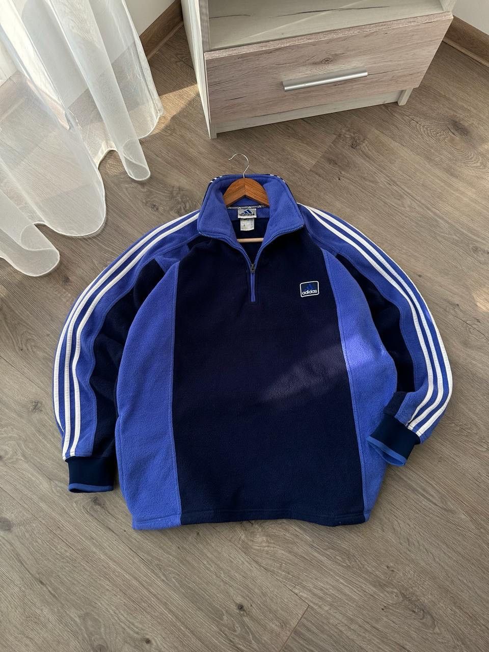 Adidas × Vintage Vintage Adidas 1/4 zip fleece blue hoodie Size US M / EU 48-50 / 2 - 12 Thumbnail