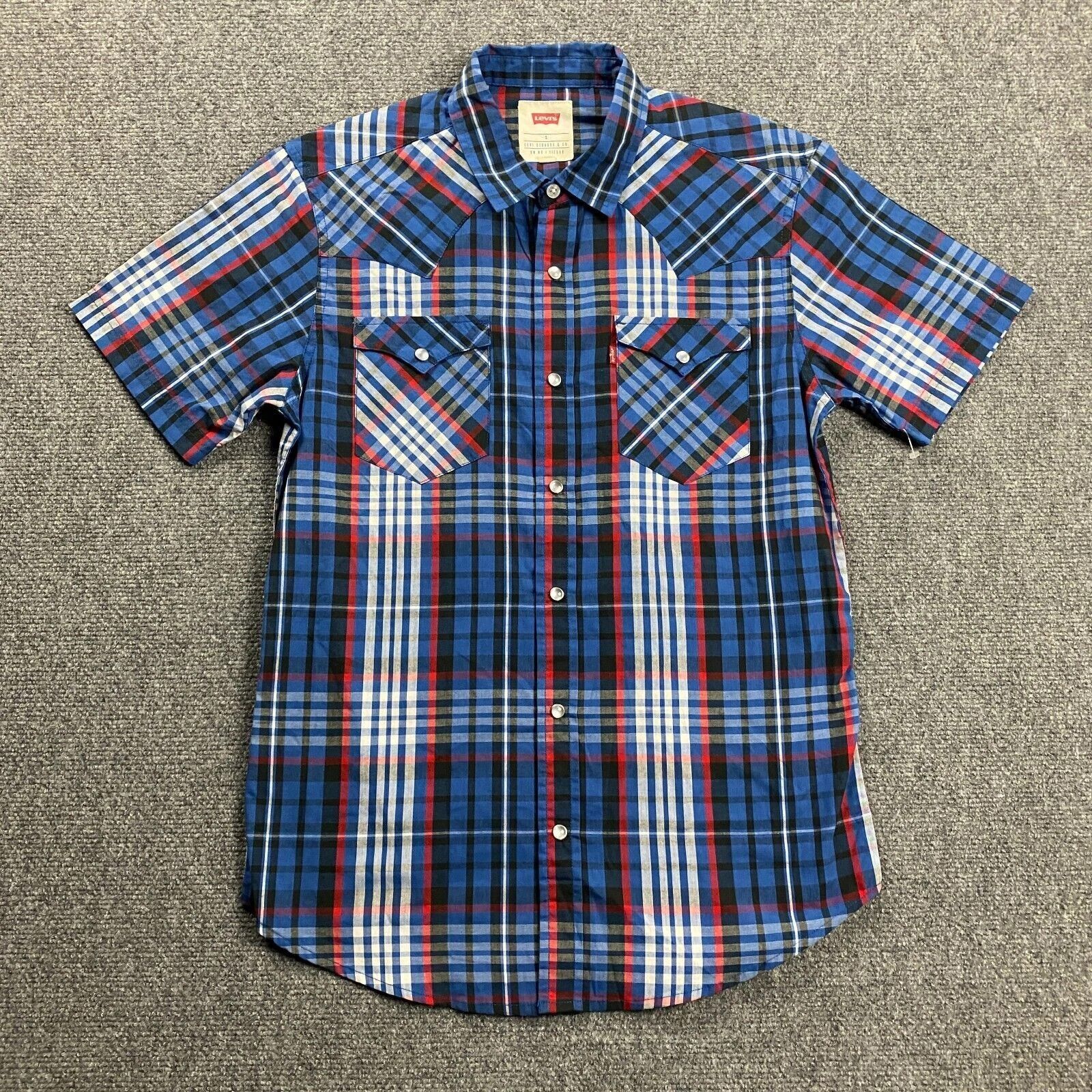 Levi's Levi's Shirt Men's Small Plaid Pearl Snap Short Sleeve Size US S / EU 44-46 / 1 - 1 Thumbnail