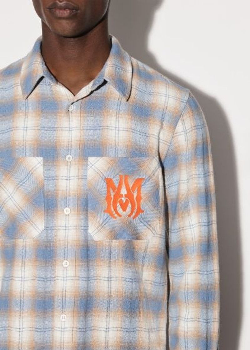 Amiri o1gr1nt0426 MA Vintage Stencil Plaid Shirt in Blue Size US L / EU 52-54 / 3 - 6 Thumbnail