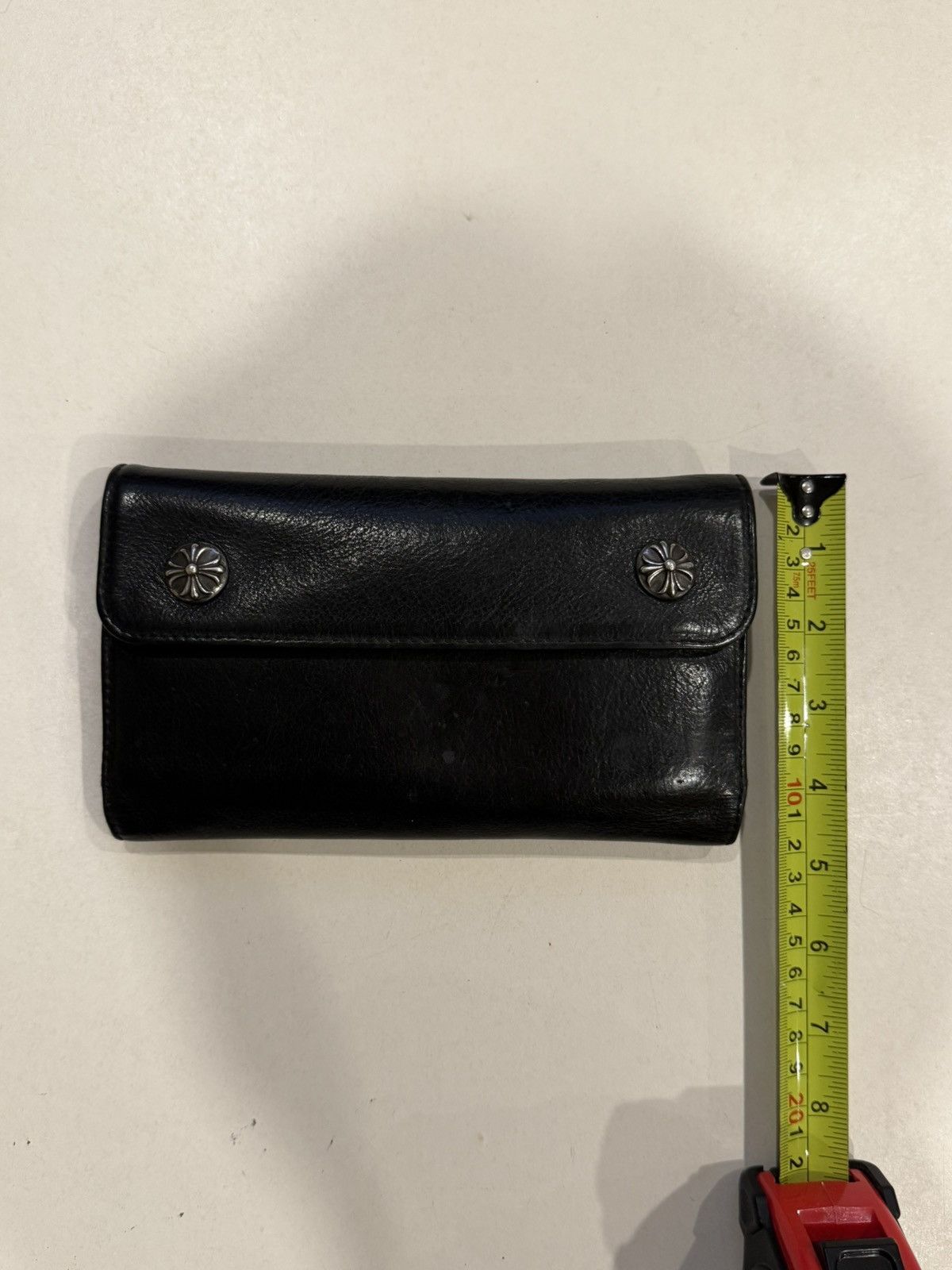 Chrome Hearts Chrome Hearts Black Leather Wave Wallet Silver Cross Balls Size ONE SIZE - 17 Thumbnail