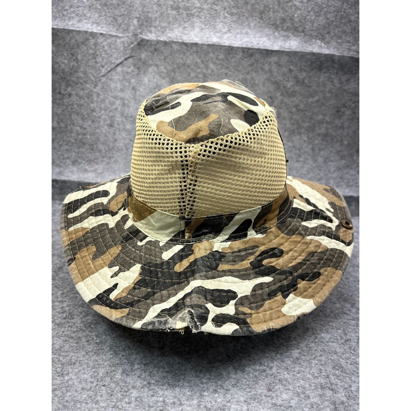 Vintage Camouflage Boonie Hat Adult One Size Beige Camo Polyester Fish Hike Camp Size ONE SIZE - 7 Thumbnail
