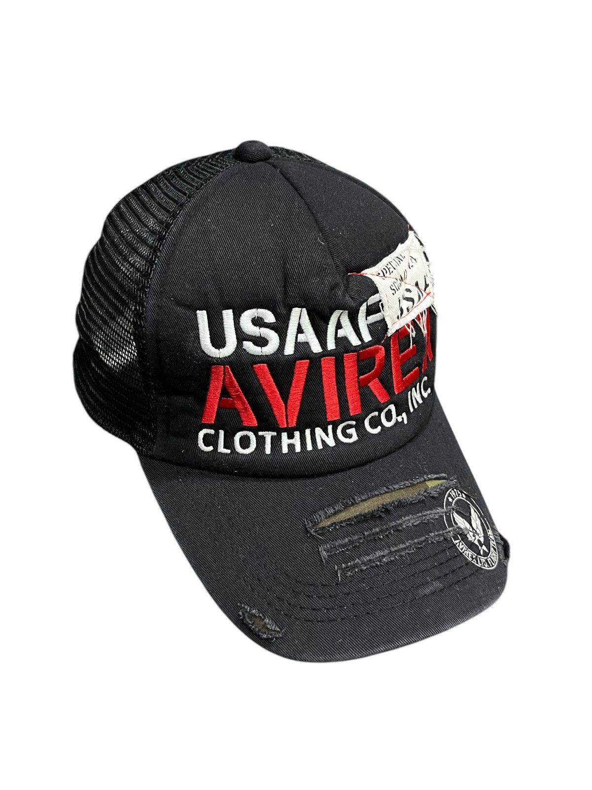 Avirex × Vintage 💥Vintage AVIREX RED SPELLOUT Distressed Trucker Hat Size ONE SIZE - 3 Thumbnail