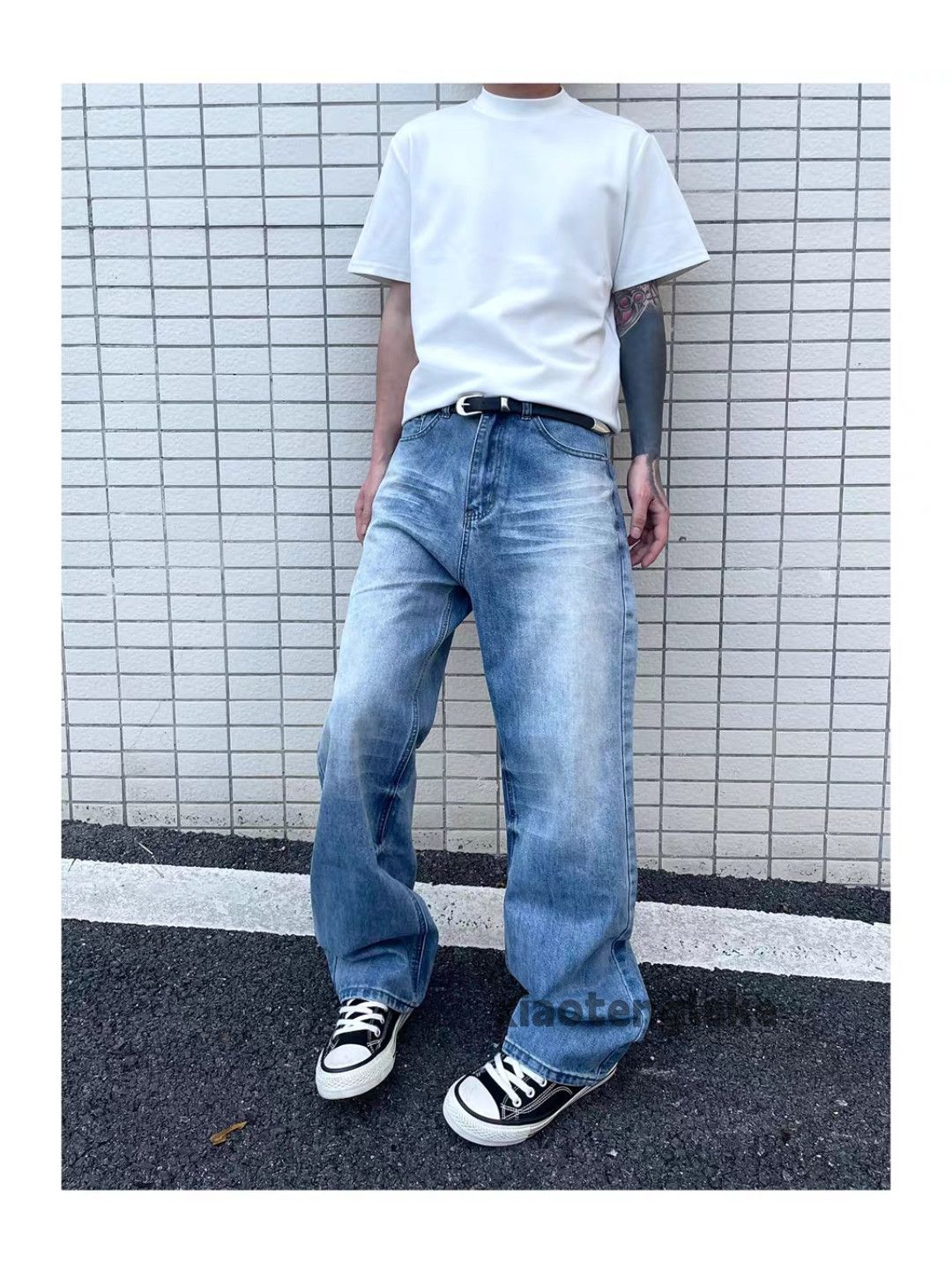 Designer Unisex washed faded cleanfit yuppie y2k loose jeans Size US 32 / EU 48 - 6 Thumbnail