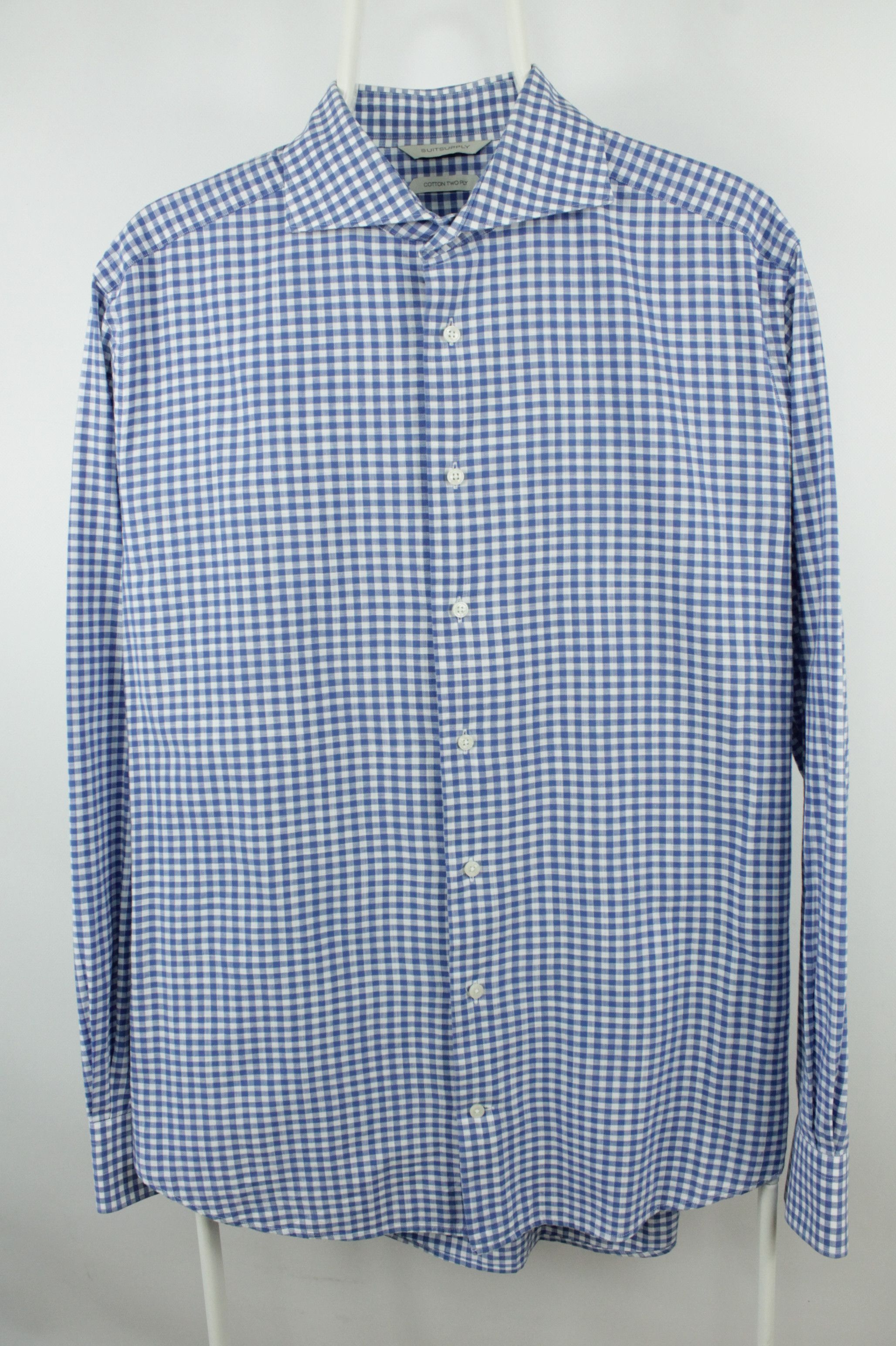 Suitsupply Suitsupply Cotton Two Ply Regular Fit Check Formal Shirt Size US L / EU 52-54 / 3 - 1 Thumbnail