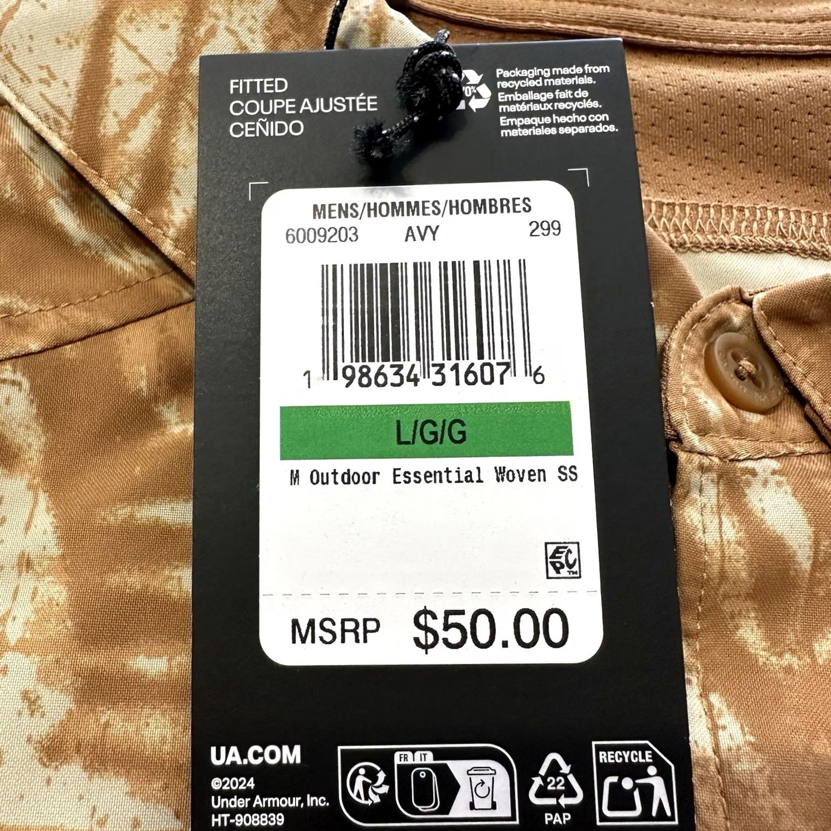 Under Armour Under Armour Button-Up Shirt Mens L Brown Palm Floral Outdoor Essential Camp 6009203 Size US L / EU 52-54 / 3 - 3 Thumbnail