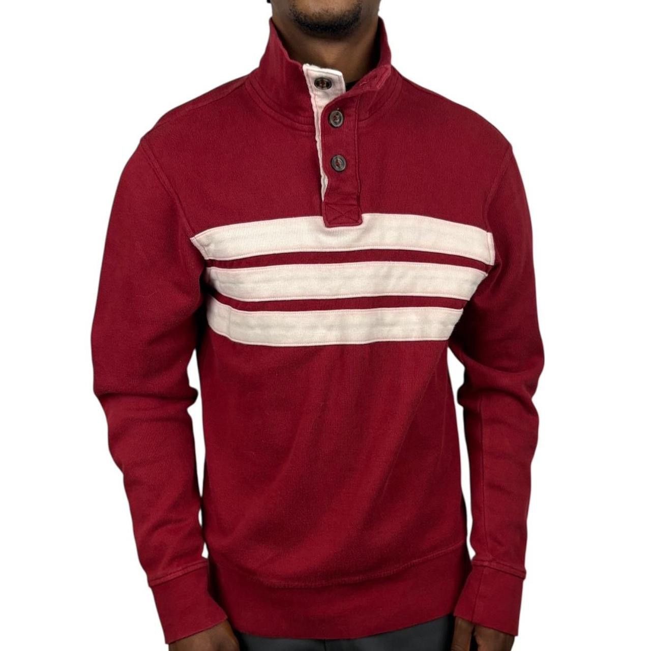 American Rag Y2K Burgundy American Rag Cie Striped Henley Sweater Size US M / EU 48-50 / 2 - 1 Thumbnail