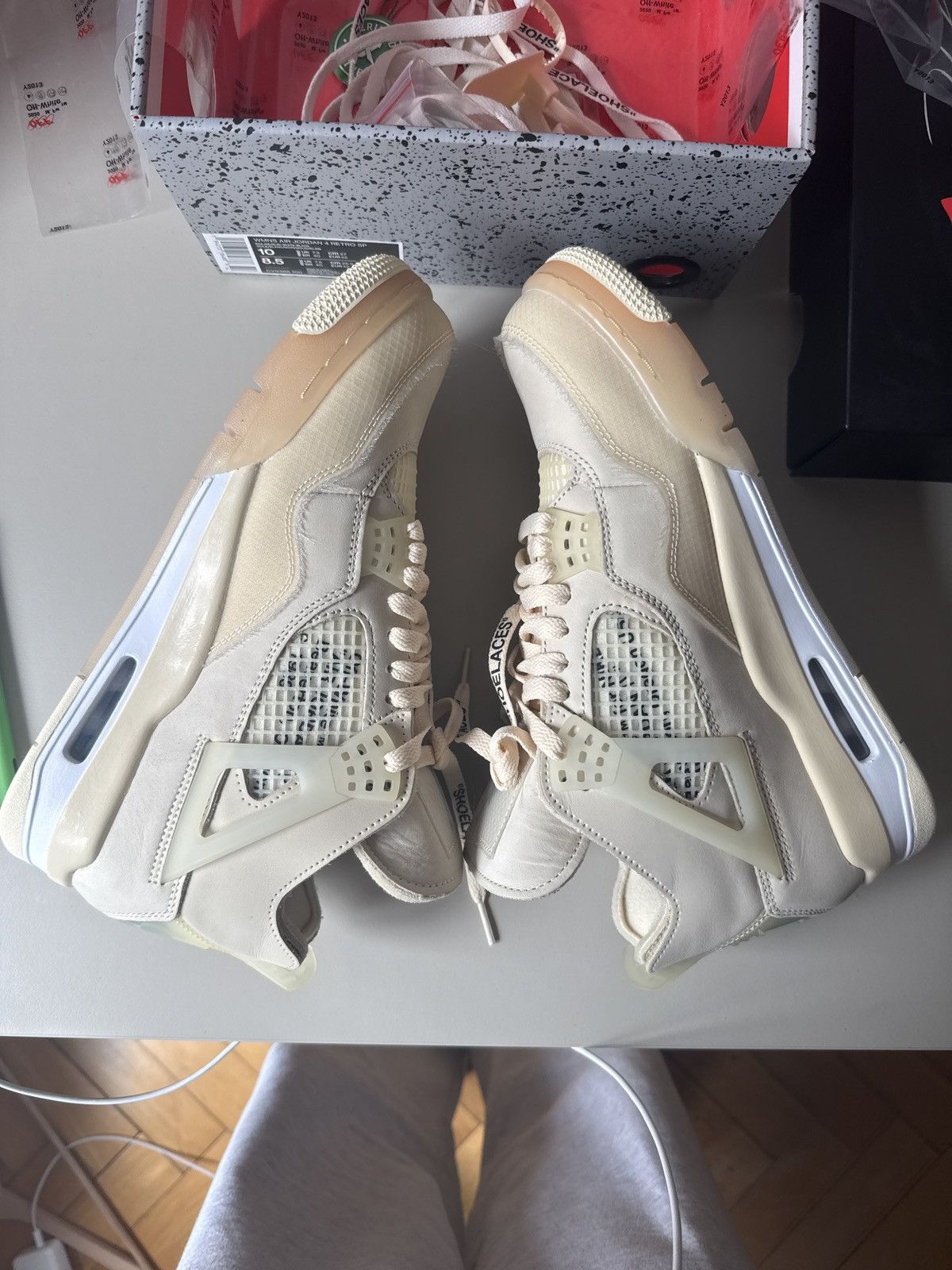 Jordan Brand × Off-White Air Jordan 4 Retro SP Off White Sail Size US 8.5 / EU 41-42 - 3 Thumbnail