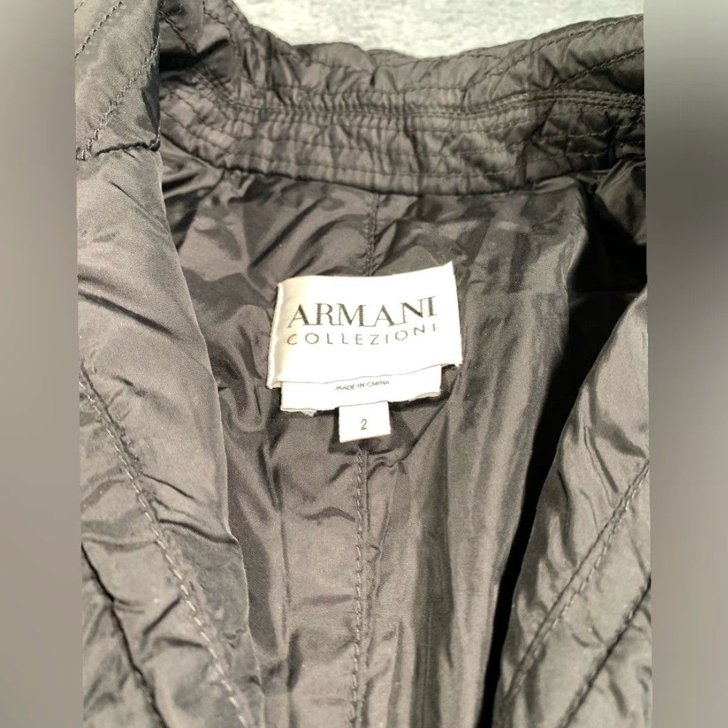 Armani Armani Collezioni quilted black jacket 2 Women Black Nylon Basic Jacket 2 Womens Size XS / US 0-2 / IT 36-38 - 4 Thumbnail