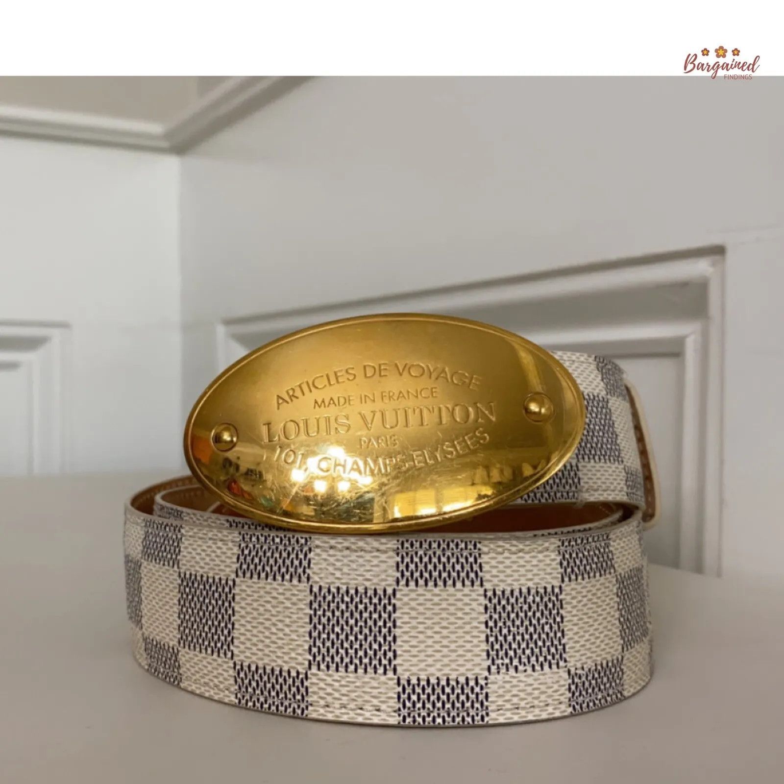 Lv damier azur belt sale