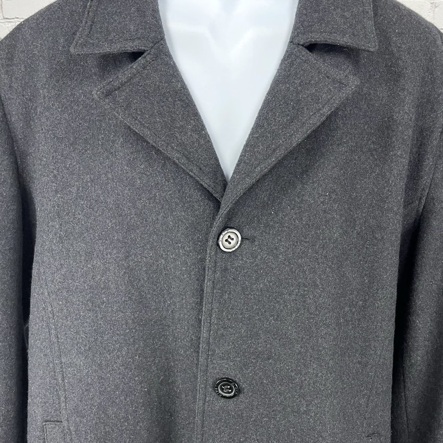 Vintage Black Rivet Coat Men Wool Blend Buttoned Lined Pockets XXL Gray Solid Mid-Length Overcoat Size US XXL / EU 58 / 5 - 5 Thumbnail