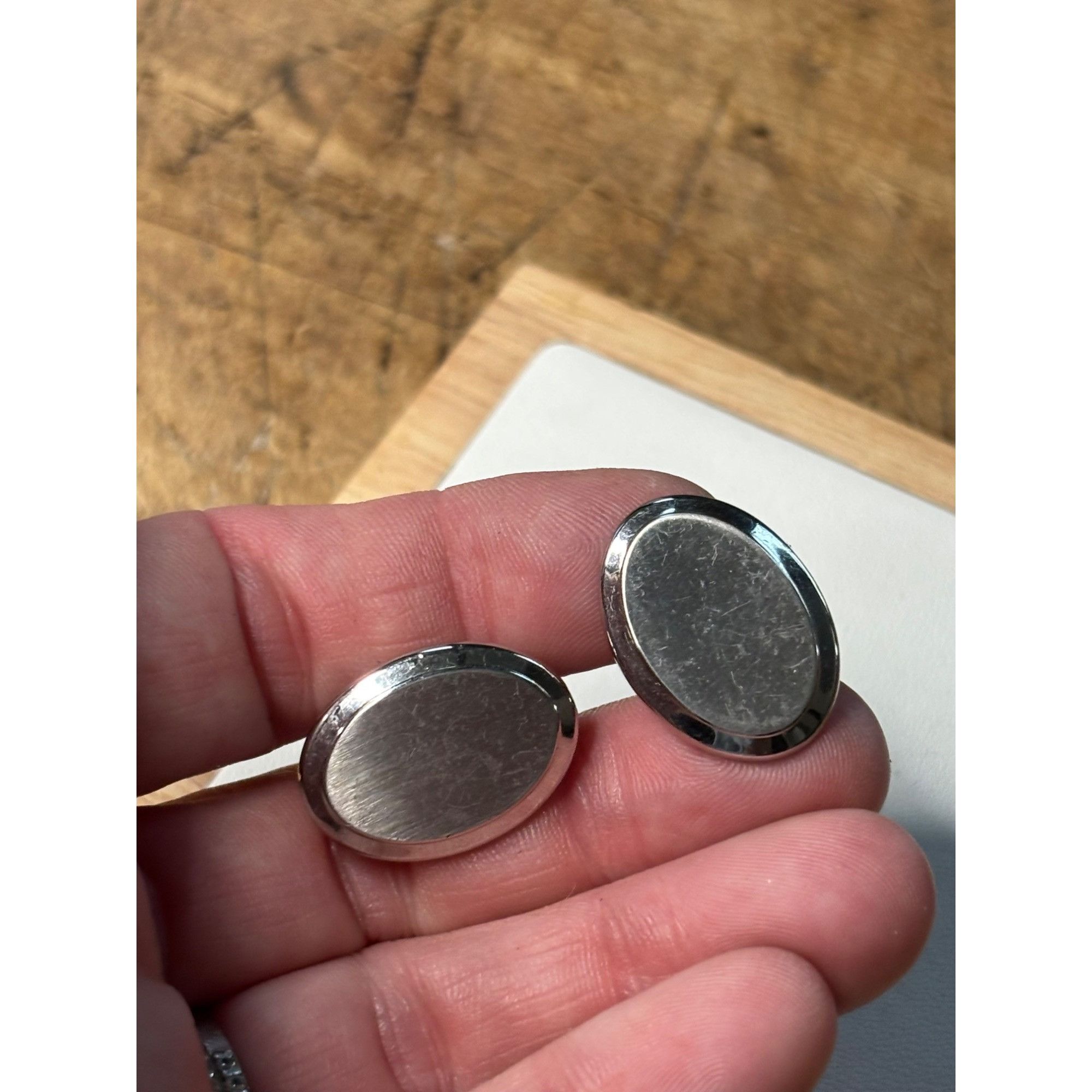 Other Silver Oval Cufflinks With Polished & Brushed Finish Size ONE SIZE - 3 Thumbnail