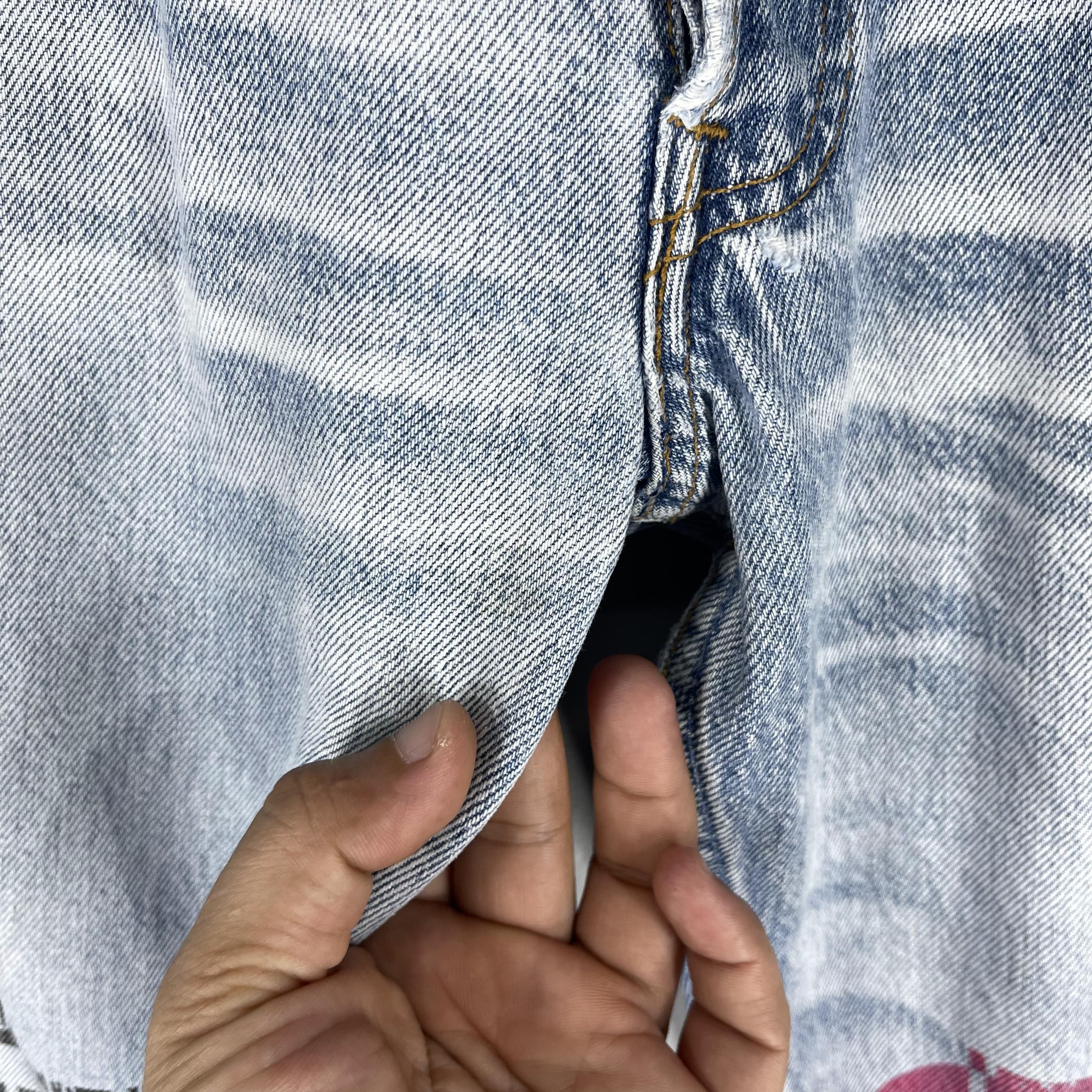 Levi's × Vintage Vintage 90s Levis 501 Rolling Stones Print Denim Jeans Size US 30 / EU 46 - 7 Thumbnail