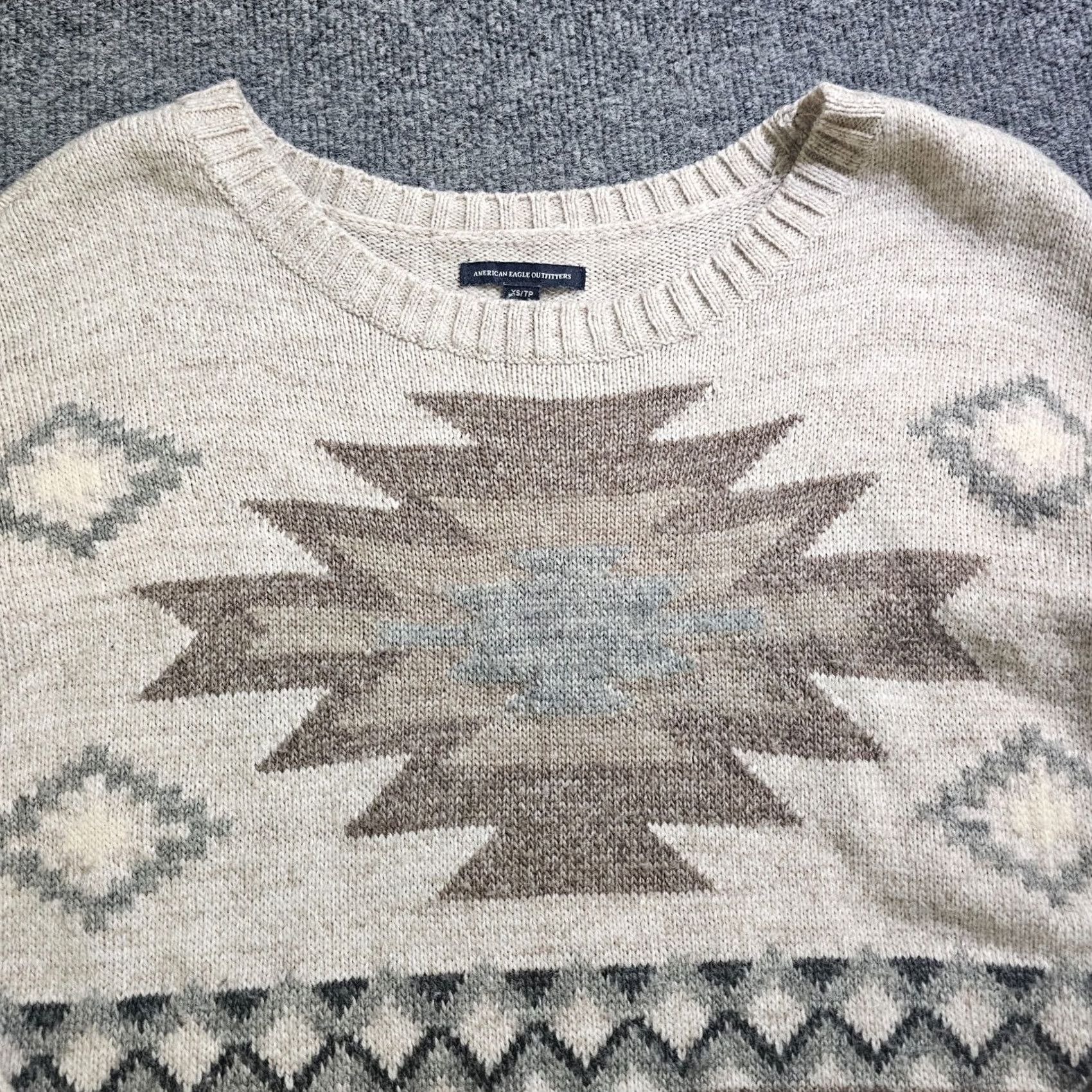 American Eagle Outfitters American Eagle Outfitters Sweater Womens XS Beige Wool Southwest Aztec Long Sleeve Casual Size XS / US 0-2 / IT 36-38 - 2 Thumbnail
