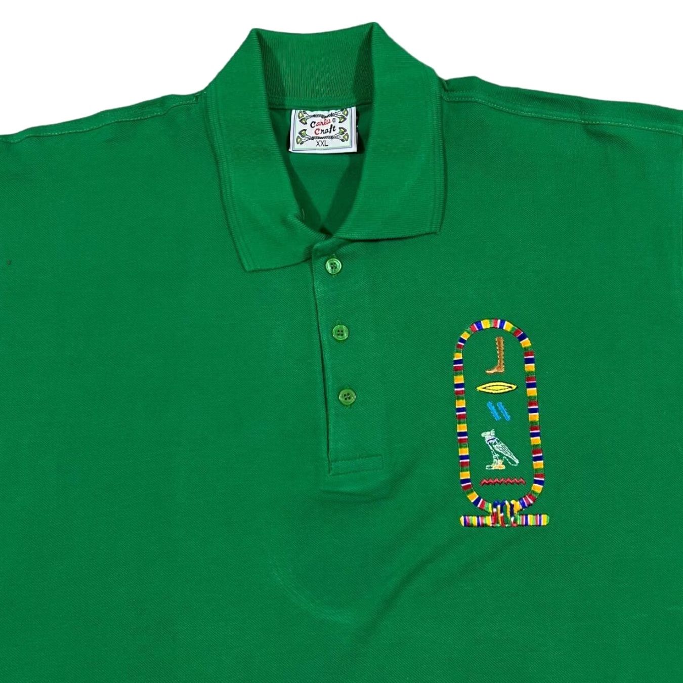 Vintage VINTAGE CARLA CRAFT Egyptian Hieroglythics Souvenir Short Sleeve Polo Shirt XL Green Mens XS? Size US XL / EU 56 / 4 - 2 Thumbnail