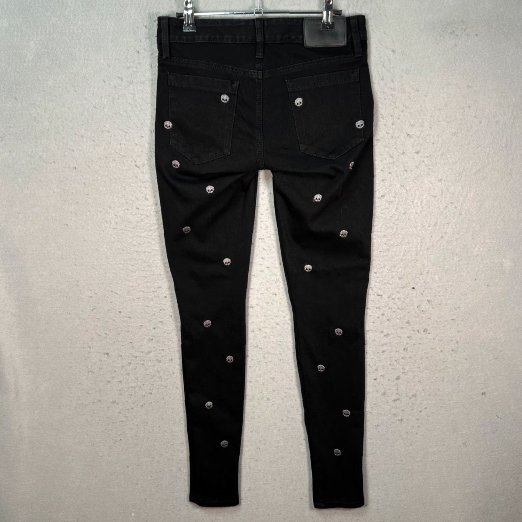 Vintage Modern Saints Womens Jeans Skull Embroidered Dark Denim Skinny 5-Pocket Size 1 Black Leather? Size 25" / US 0 / IT 36 - 2 Thumbnail
