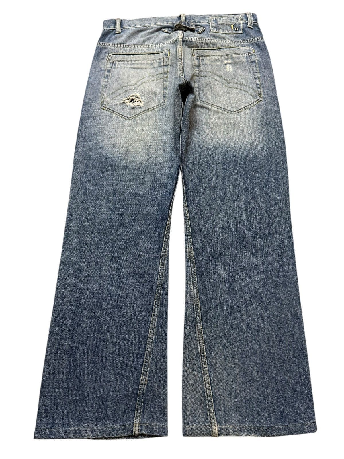14th Addiction Vintage Y2K Japanese Brand Blue Faded Wash Spiral Leg Baggy Size US 31 - 2 Thumbnail