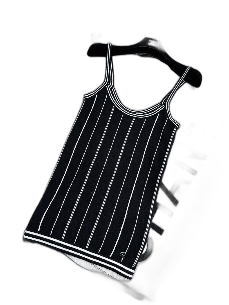 Chanel Chanel 23P Black Striped Knit Tank Top Size M / US 6-8 / IT 42-44 - 1 Thumbnail