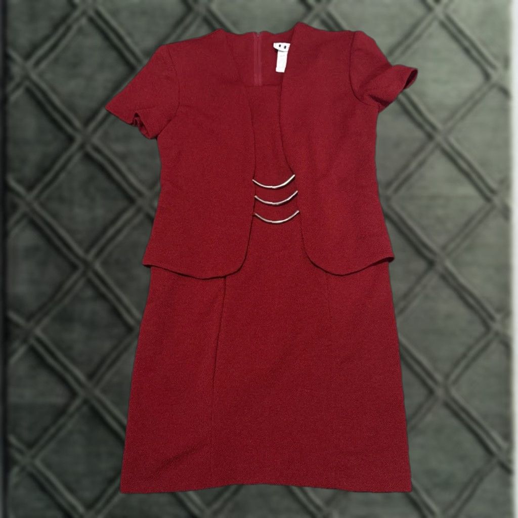 Vintage VINTAGE DBY Dress Women 10 Red Blazer Suit One Piece Polyester Spandex Size L / US 10 / IT 46 - 1 Thumbnail