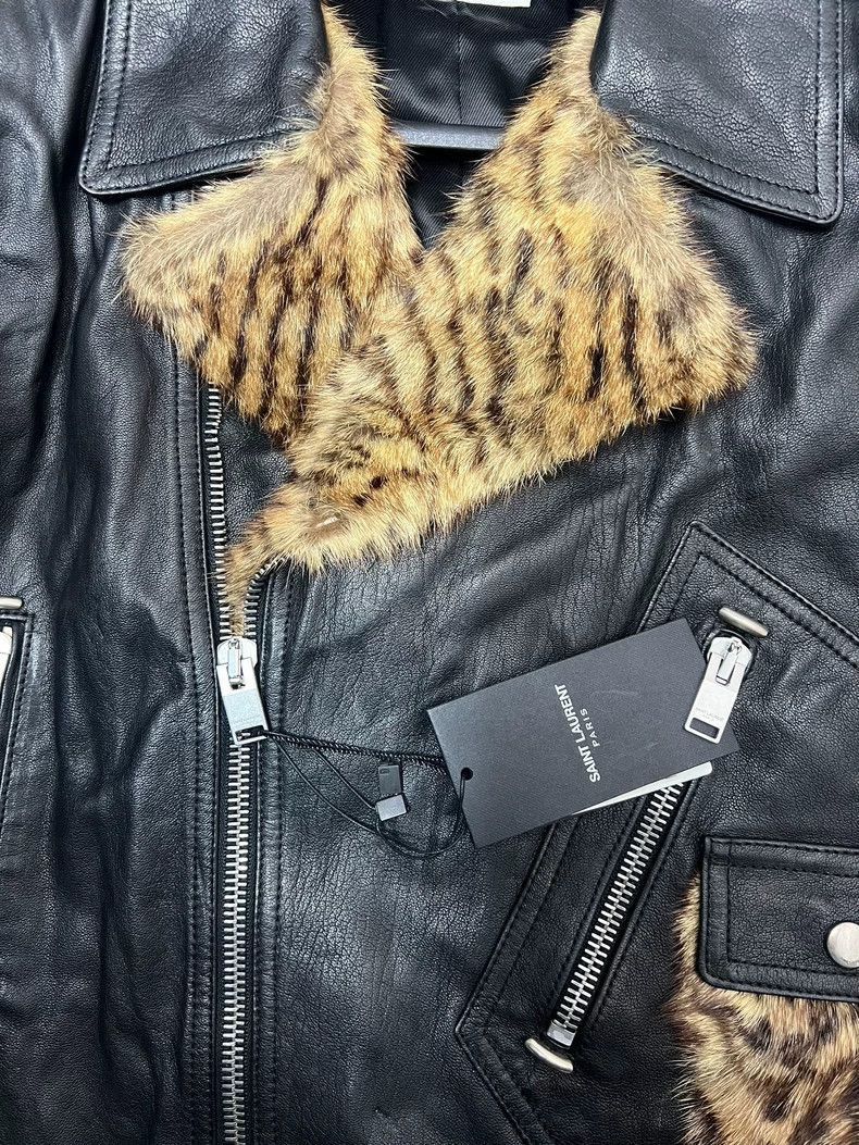 Saint Laurent Paris Saint Laurent Paris Dry lazy fur motorcycle leather jacket- Size US S / EU 44-46 / 1 - 4 Thumbnail