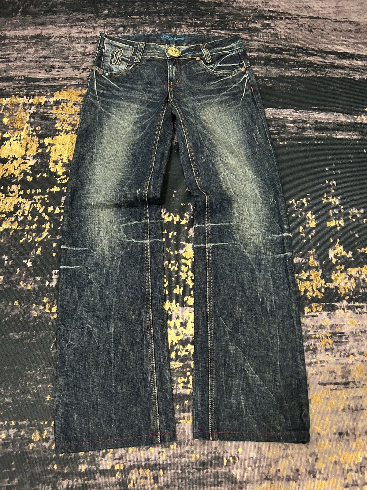 Tornado Mart Riobera Whiskered Studed Pocket Back Jeans Size US 30 / EU 46 - 4 Thumbnail