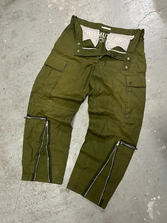Helmut Lang × Vintage Helmut Lang Olive Military Multi Zips Cargo Pants Size US 34 / EU 50 - 6 Thumbnail
