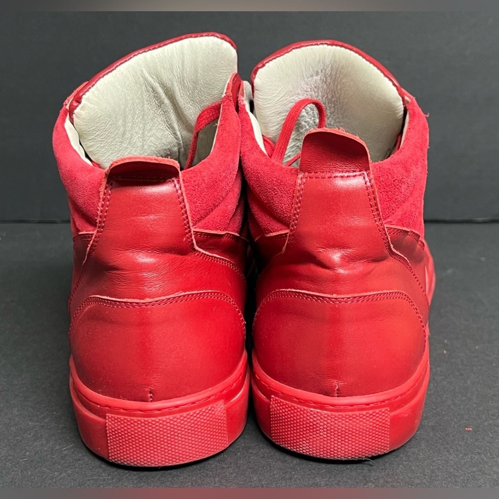 Del Toro Del Toro Red Handcrafted Leather Boxing High-Top Sneaker Size US 11 / EU 44 - 4 Thumbnail
