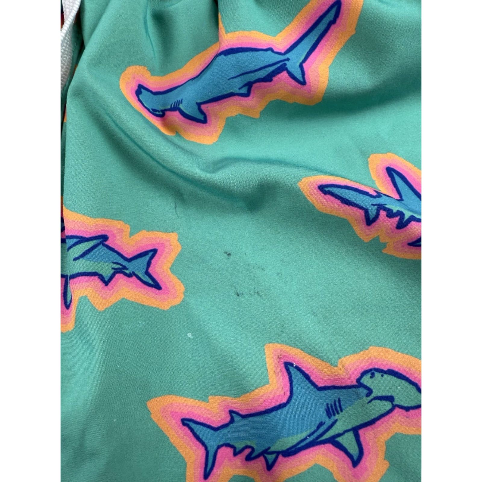 Chubbies Chubbies Swim Trunk Mens M The Apex Teal Hammerhead Sharks Beach Vacation Summer Quick Dry Pockets Drawstring Elastic Waist Lined Scrubbed Stains Size US 31 - 5 Thumbnail