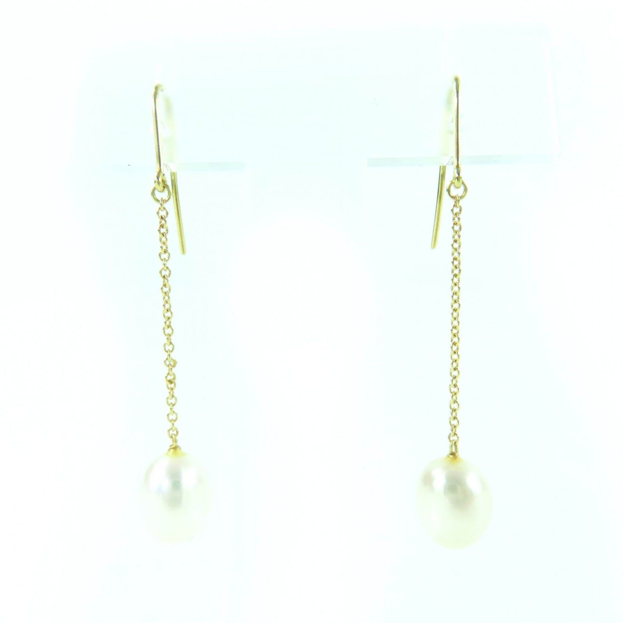 Tiffany & Co. TIFFANY&Co. Tiffany By the Yard Freshwater Pearl Drop Earrings AU750 K18 750 (YG) Gold, Weight 2.4g, Women's Size ONE SIZE - 1 Thumbnail