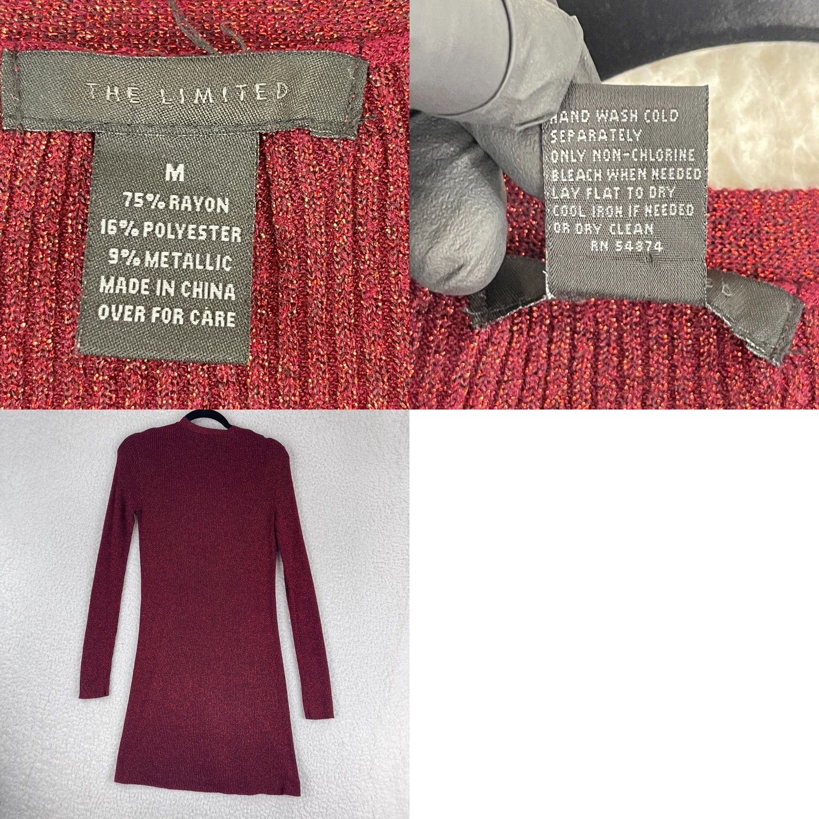 Vintage The Limited Cardigan Sweater Womens Medium Red Shimmer Open Front Knit Long Sleeve Size M / US 6-8 / IT 42-44 - 8 Thumbnail