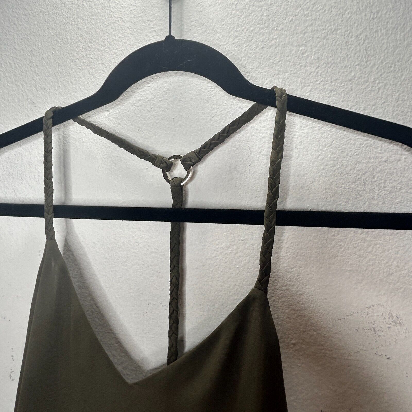 Other Marciano Olive VNeck Braided Racer Back Semi Sheer Blouse SM Size S / US 4 / IT 40 - 4 Thumbnail
