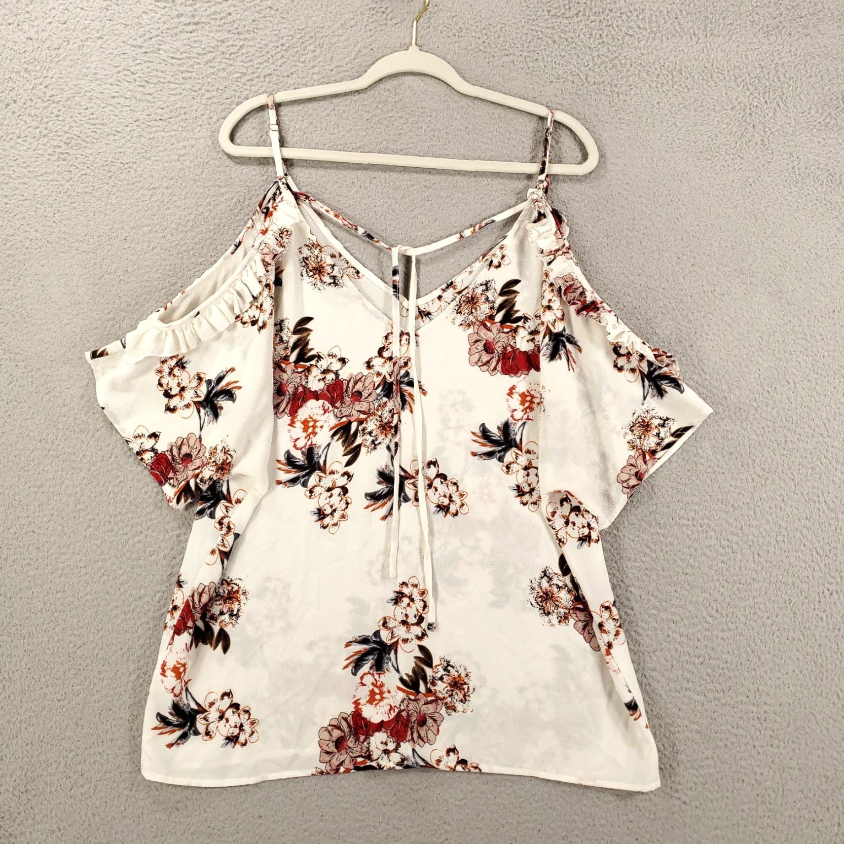 Pinko Jodifl Women's Blouse Casual Bohemian Floral V-Neck Cold Shoulder Spaghetti Strap L Midweight Size L / US 10 / IT 46 - 2 Thumbnail