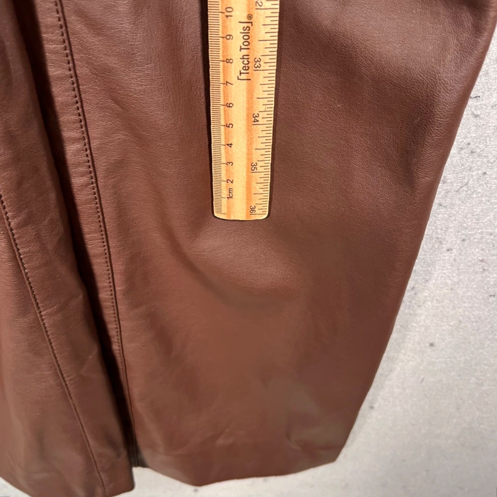 House of CB HOUSE OF CB Womens Small Faux Leather Brown Straight Leg Pants London Designer Pants Size 28" / US 6 / IT 42 - 6 Thumbnail