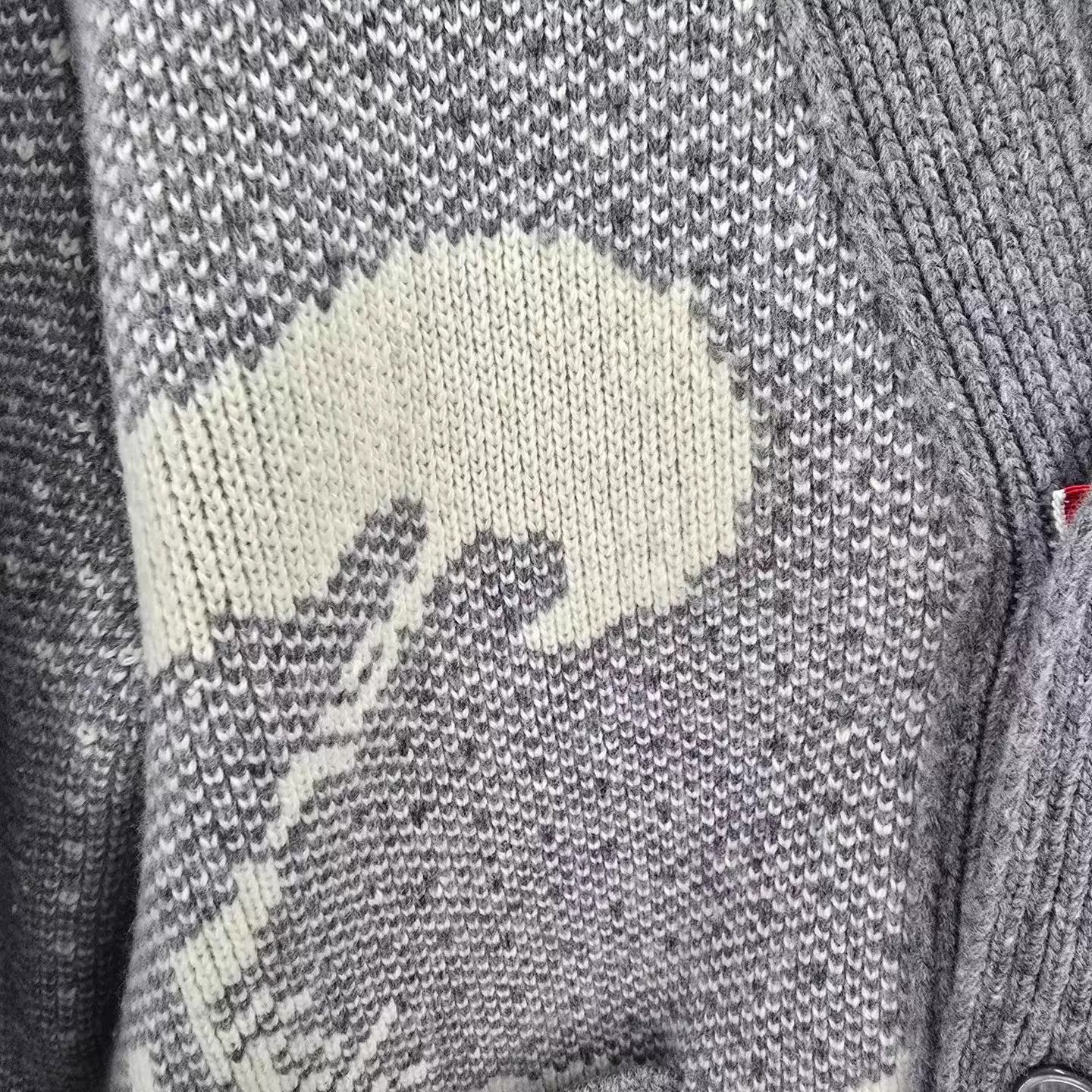 Thom Browne THOM BROWNE Oversized V-neck Geo Knit Cardigan Size 2 99 Size US M / EU 48-50 / 2 - 3 Thumbnail