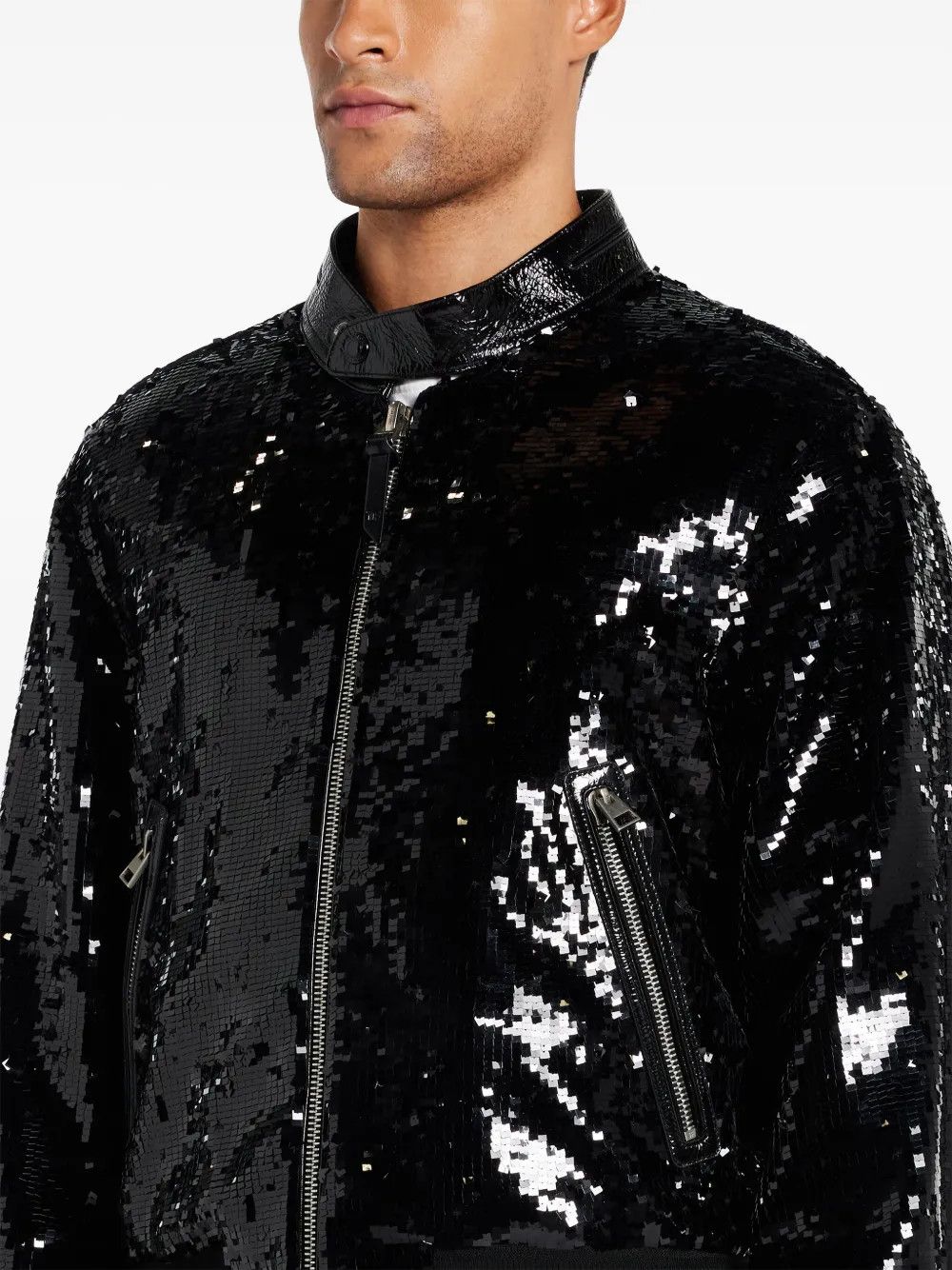 Tom Ford o1w1db10925 OBS045 Sequin-embellished Bomber Jacket in Black Size US L / EU 52-54 / 3 - 5 Thumbnail